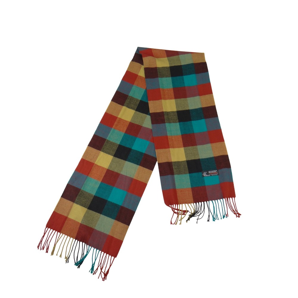 Italy Design Multi Color Plaid Cashmere Blend Scarf Fringe Block Check 60x12